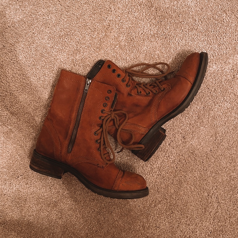 brown leather combat boots !! price negotiable!